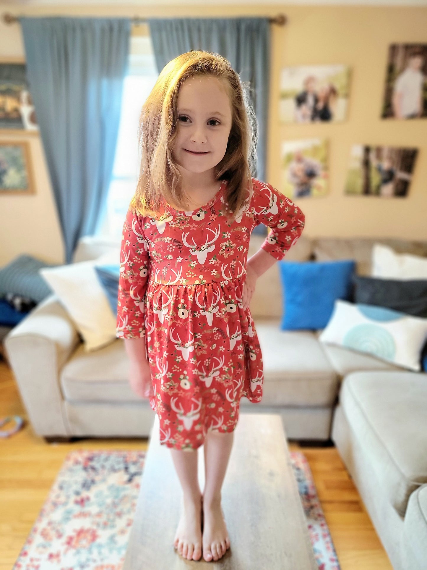 Floral Deer Twirly Dress