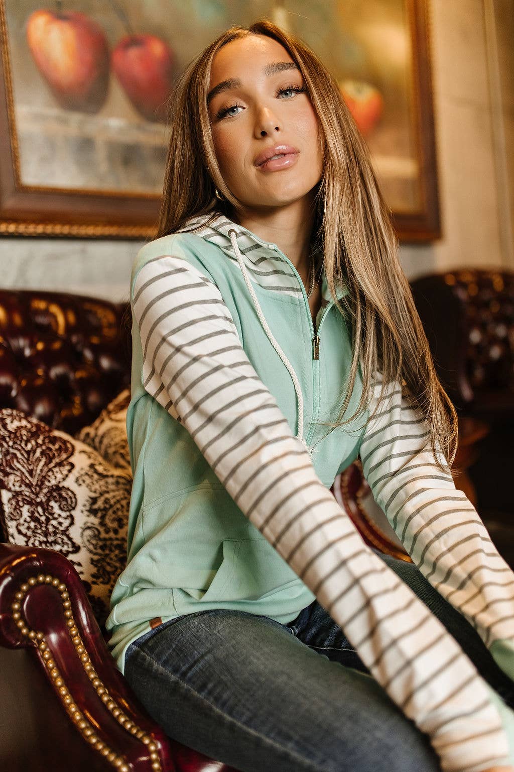 HalfZip Sweatshirt- Mint To Last: M