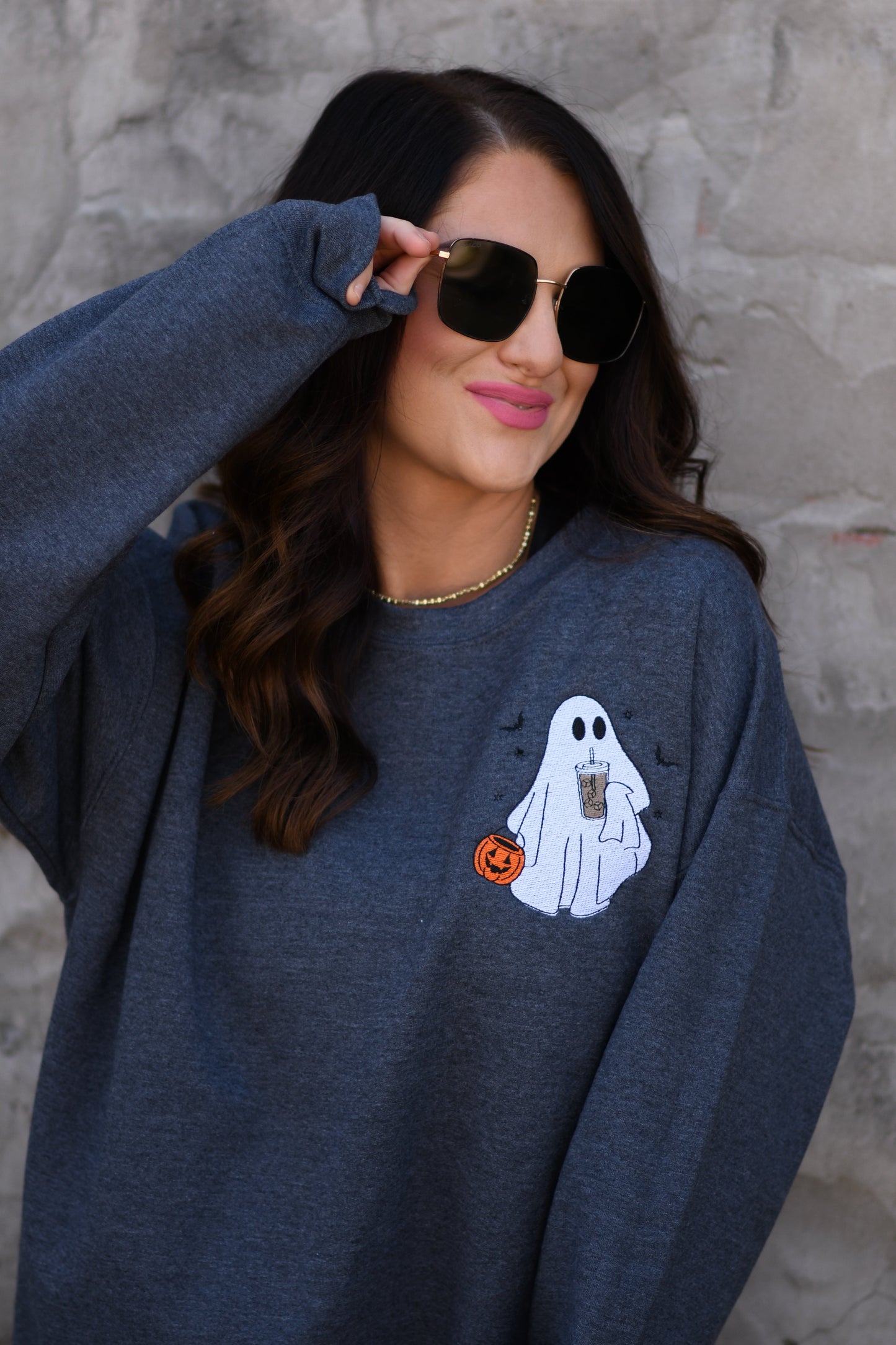 Iced Coffee Ghost Embroidered Sweatshirt