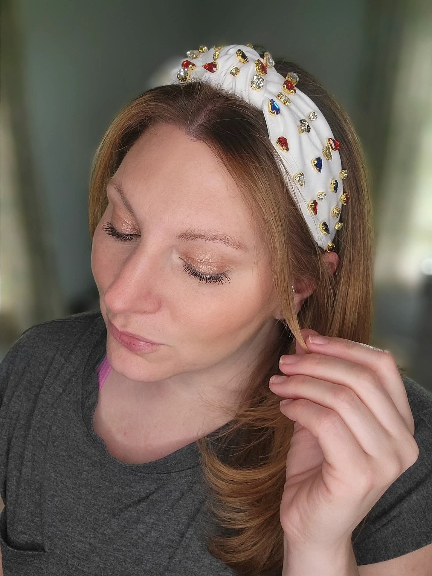 Red White & Jeweled headband
