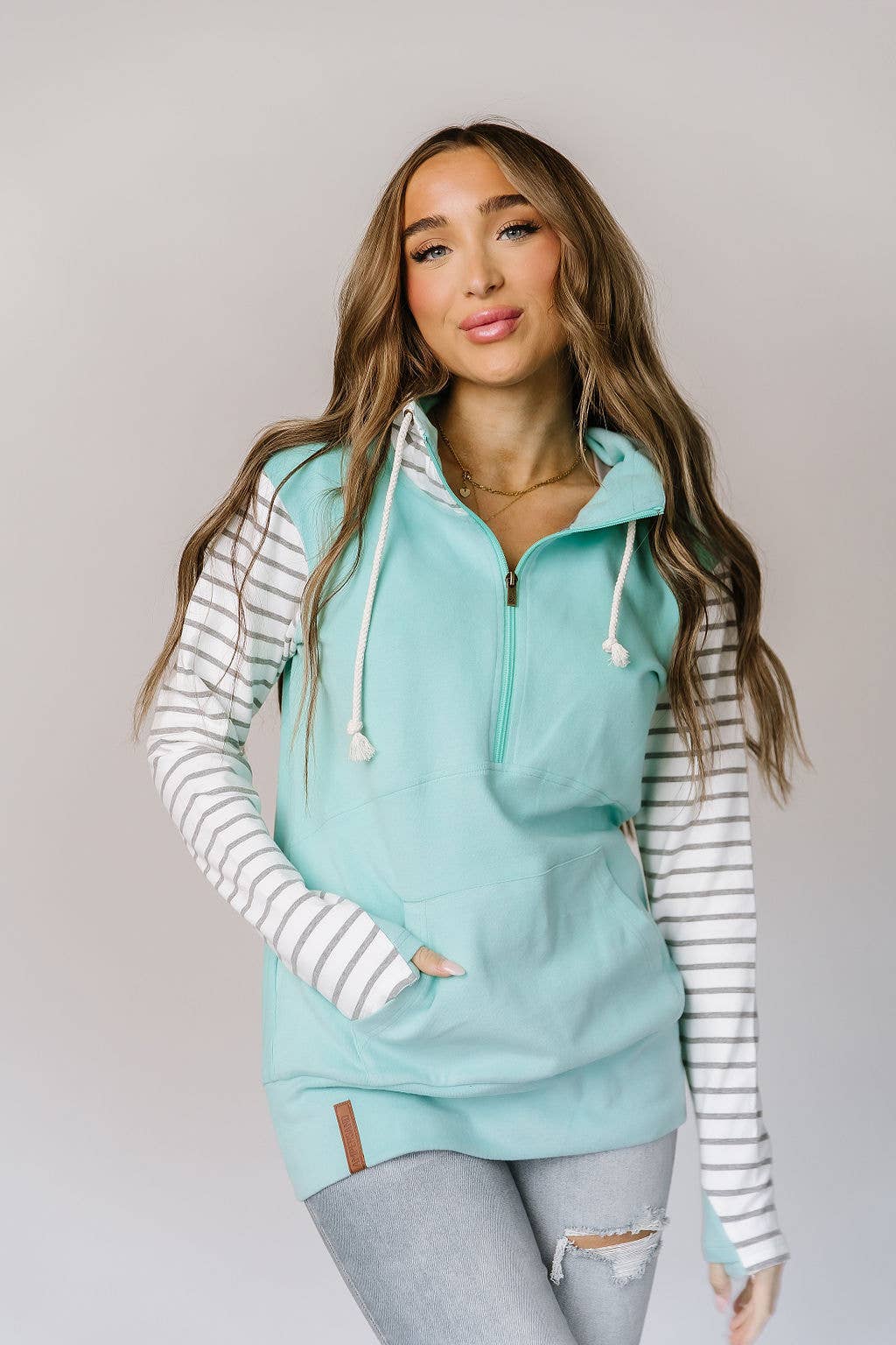 HalfZip Sweatshirt- Mint To Last: M