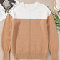 Color Block Round Neck Long Sleeve Sweater