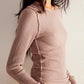 Exposed Seam Round Neck Long Sleeve T-Shirt