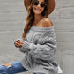 Cable Knit Openwork Off-Shoulder Sweater