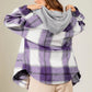 Drawstring Plaid Dropped Shoulder Hooded Shacket