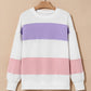 Color Block Round Neck Long Sleeve Sweatshirt