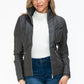 YMI Faux Layered Double-Zipper Jacket with Fuzzy Hood