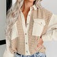 Houndstooth Button Up Long Sleeve Jacket