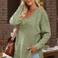 V-Neck Dropped Shoulder Long Sleeve Sweater