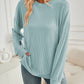 Slit Round Neck Long Sleeve Sweatshirt