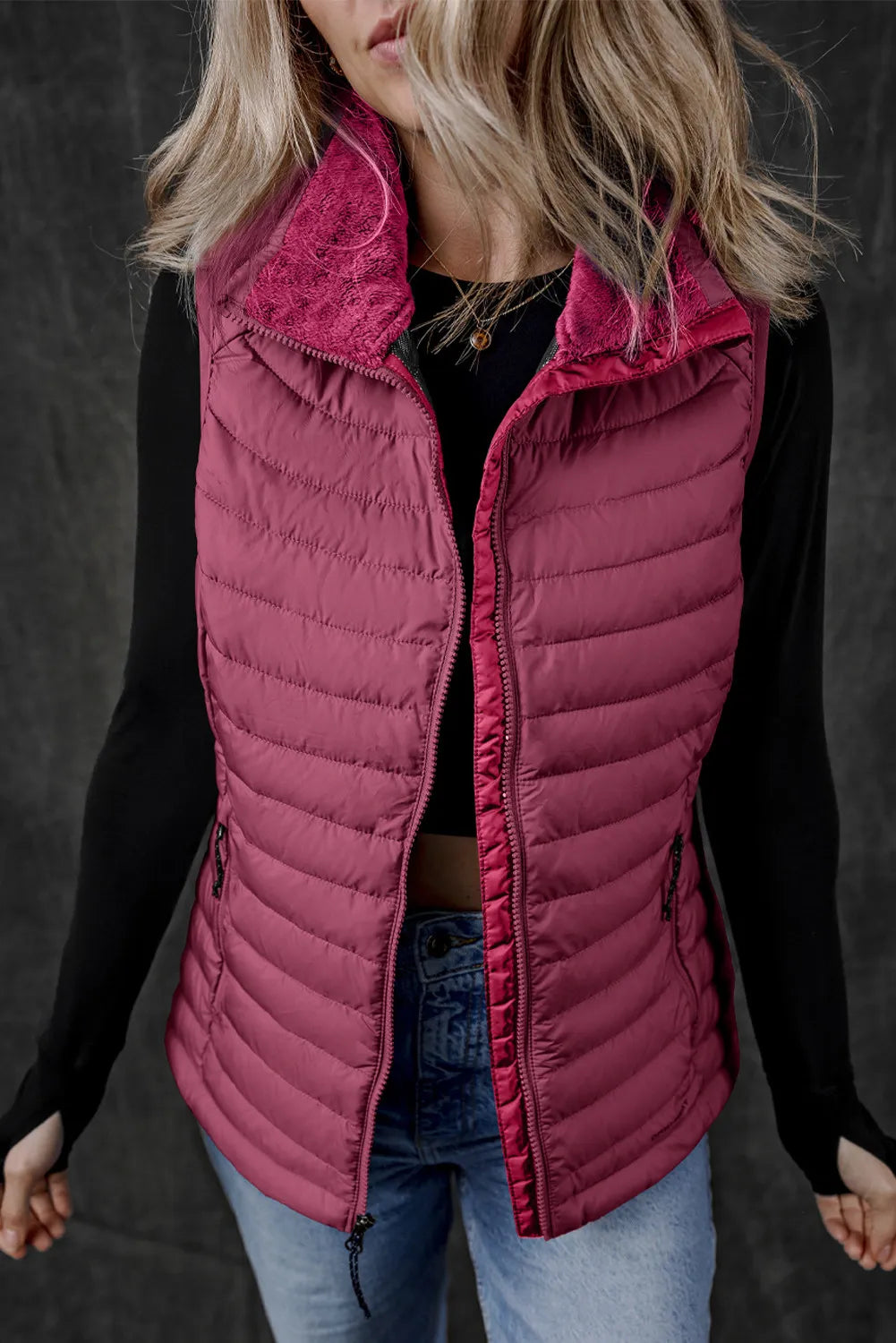 Pocketed Zip Up Vest