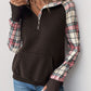 Perfee Plaid Half Zip Long Sleeve Sweatshirt