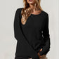 Double Take Corded Rib Thumbhole Cuff Round Neck T-Shirt