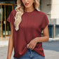 Exposed Seam Round Neck Short Sleeve Sweater