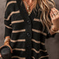 Striped Button Down Long Sleeve Cardigan