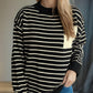 Striped Mock Neck Long Sleeve Sweater