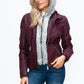 YMI Faux Layered Double-Zipper Jacket with Fuzzy Hood