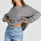 Waffle-Knit Long Sleeve Sweatshirt