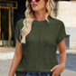 Exposed Seam Round Neck Short Sleeve Sweater