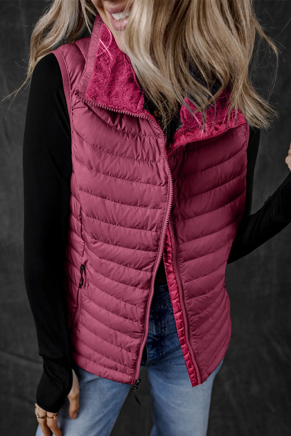 Pocketed Zip Up Vest