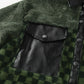 Pocketed Checkered Collared Neck Snap Down Jacket