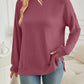 Slit Round Neck Long Sleeve Sweatshirt