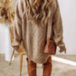 Cable-Knit Round Neck Sweater Dress