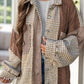 Pocketed Color Block Collared Neck Long Sleeve Jacket