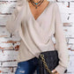 Surplice Dropped Shoulder Long Sleeve Sweater