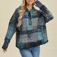 Double Take Full Size Plaid Dropped Shoulder Hoodie