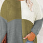 Plus Size Color Block Round Neck Sweater