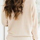 Slit Waffle Knit Long Sleeve T-Shirt