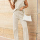 Round Neck Cap Sleeve Top and Pants Knit Set