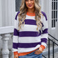 Contrast Striped Round Neck Sweater