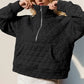 Double Take Half Zip Long Sleeve Quilted Sweatshirt with Pocket