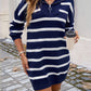 Devine Quarter Zip Striped Long Sleeve Sweater Dress