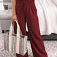 Full Size Drawstring High Waist Wide Leg Pants