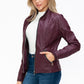 YMI Faux Layered Double-Zipper Jacket with Fuzzy Hood