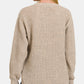 Zenana High Low Long Sleeve Waffle Sweater