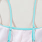 Striped Spaghetti Strap High Waist Bikini Swimsuit: Sky Blue / M / 82%Nylon+18%Spandex
