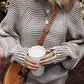 Textured Striped Round Neck Long Sleeve Top