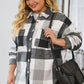 Plus Size Plaid Button Up Collared Neck Jacket