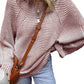 Textured Striped Round Neck Long Sleeve Top