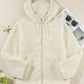 Drawstring Zip Up Long Sleeve Hooded Jacket