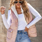 Fuzzy Zip Up Vest Coat with Pockets