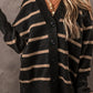 Striped Button Down Long Sleeve Cardigan