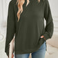 Slit Round Neck Long Sleeve Sweatshirt