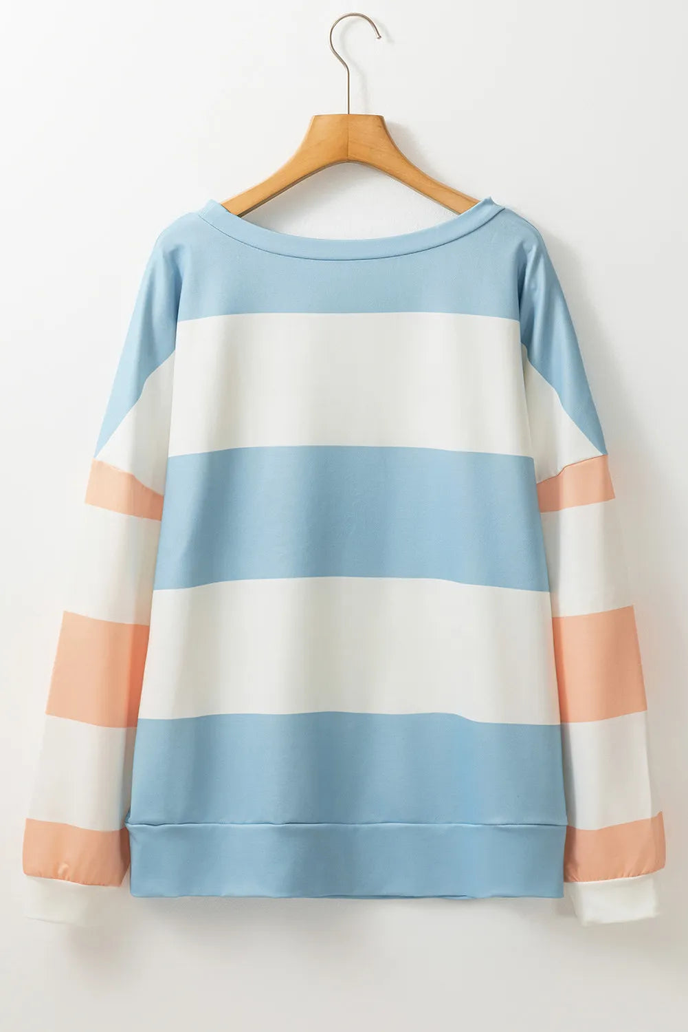 Contrast Color Block Round Neck Long Sleeve Top