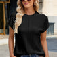 Exposed Seam Round Neck Short Sleeve Sweater