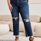 RFM Full Size Tummy Control Distressed High Waist Raw Hem Jeans